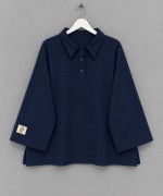 Polo Yaka Armalı Üç İplik Sweatshirt Lacivert