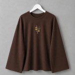 Nakışlı Salaş Sweatshirt  Kahverengi