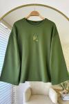 Nakışlı Salaş Sweatshirt  Yeşil