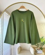 Nakışlı Salaş Sweatshirt  Yeşil