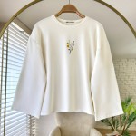 Nakışlı Salaş Sweatshirt  Ekru