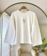 Nakışlı Salaş Sweatshirt  Ekru