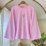 Nakışlı Salaş Sweatshirt  Pembe
