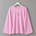 Nakışlı Salaş Sweatshirt  Pembe