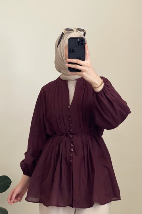 Bonita Vual Gömlek Bordo