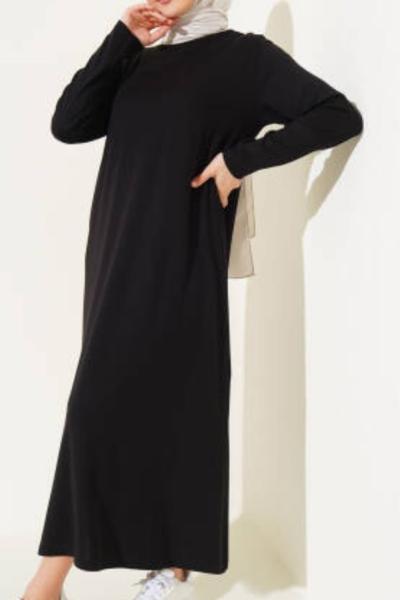 Viskon Elbise Siyah