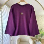 Nakışlı Salaş Sweatshirt  Mürdüm