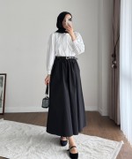 Yakası Bağcıklı Kısa Poplin Gömlek Beyaz