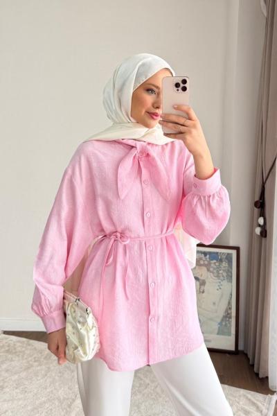 Batik Desenli Fiyonk Yaka Gömlek