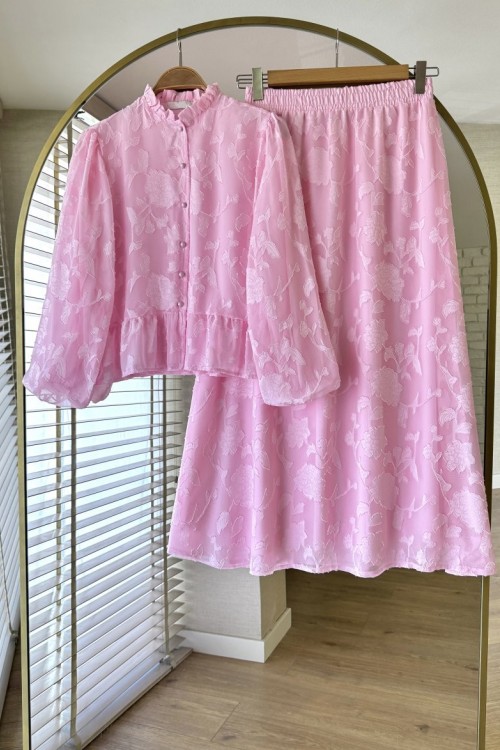 Lacy Etekli Takım Pembe