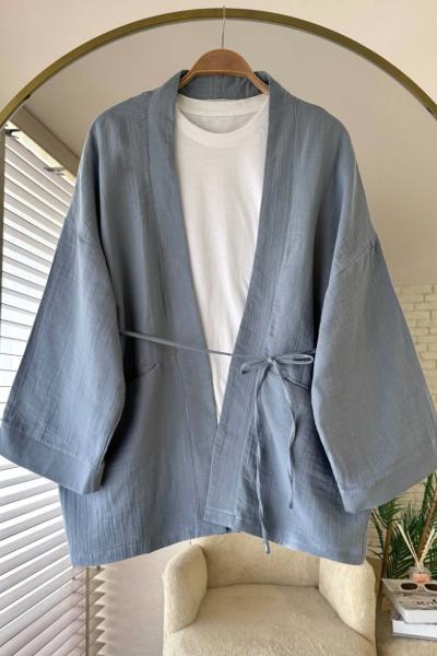 Cepli Müslin Kimono Gri