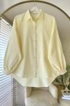 Çizgili Oversize Gömlek  Sarı