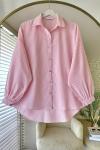 Çizgili Oversize Gömlek  Pembe