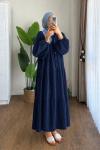 Oversize Müslin Elbise Lacivert