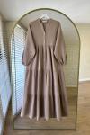 Oversize Müslin Elbise Camel