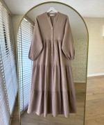 Oversize Müslin Elbise Camel