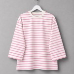 Bisiklet Yaka Çizgili Sweatshirt Fuşya