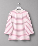 Bisiklet Yaka Çizgili Sweatshirt Fuşya