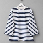 Bisiklet Yaka Çizgili Sweatshirt Lacivert