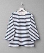 Bisiklet Yaka Çizgili Sweatshirt Lacivert