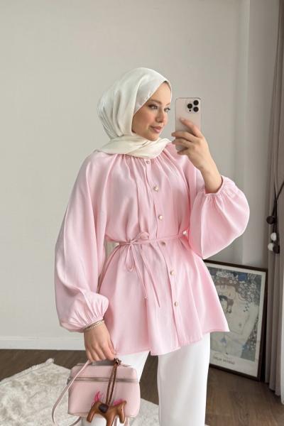 Reglan Kol Oversize Gömlek Pembe