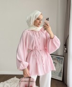 Reglan Kol Oversize Gömlek Pembe