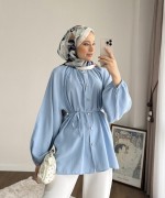 Reglan Kol Oversize Gömlek Mavi