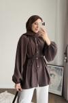 Reglan Kol Oversize Gömlek Acı Kahve