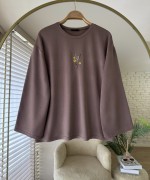 Nakışlı Salaş Sweatshirt  Koyu Vizon