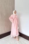 Bolerolu Vual Elbise Pembe