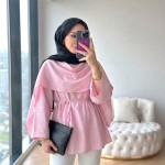 Şal Detaylı Modal Tunik Pembe