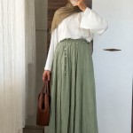 Kırışık Vual Etek Haki