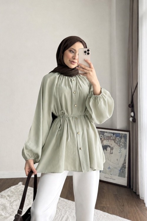 Reglan Kol Oversize Gömlek Çağla Yeşili