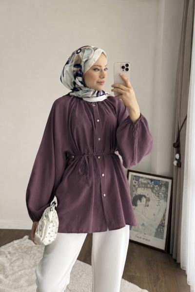 Reglan Kol Oversize Gömlek Mürdüm