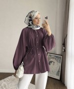 Reglan Kol Oversize Gömlek Mürdüm
