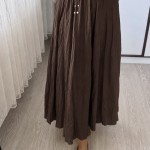 Kırışık Vual Etek Kahverengi