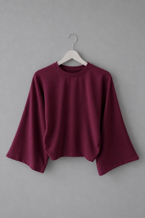 Yanları Büzgülü Bluz Bordo