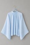 Hakim Yaka Pileli Oversize Bluz Mavi