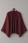 Hakim Yaka Pileli Oversize Bluz Bordo