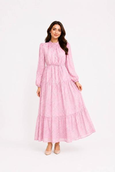 Daisy Desenli Elbise Pembe