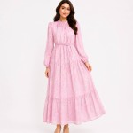 Daisy Desenli Elbise Pembe