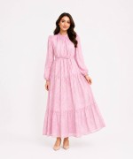 Daisy Desenli Elbise Pembe