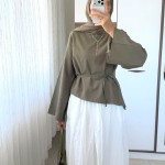Asimetrik Poplin Bluz Haki