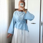 Asimetrik Poplin Bluz Mavi