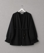 Kolu Püsküllü Keten Kimono Siyah