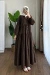 Oversize Müslin Elbise Kahverengi