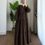 Oversize Müslin Elbise Kahverengi