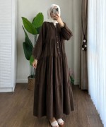 Oversize Müslin Elbise Kahverengi