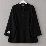 Polo Yaka Süprem Sweatshirt Siyah