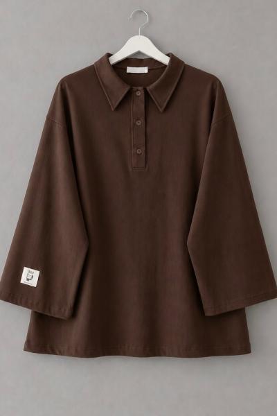 Polo Yaka Süprem Sweatshirt Kahverengi